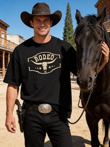 Magliette da Cowboy Western da Uomo, <span class=keywords><strong>T</strong></span>-<span class=keywords><strong>shirt</strong></span> Vintage con Grafica Teschio di Mucca, Maglie Senza Maniche in Misto Cotone Stile Boho Country per Concerti Musicali - Product Image 4
