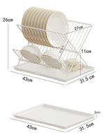 Égouttoir à vaisselle pliable en forme de X avec plateau de drainage, montage simple, en métal électroplaqué et PP, support de vaisselle de cuisine