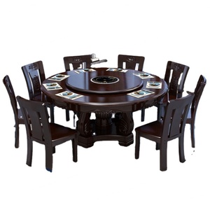 Mejor Precio - Mesa de Comedor Redonda Giratoria de Madera Maciza Antigua con Sillas - Product Image 1