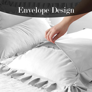 Funda de <span class=keywords><strong>Almohada</strong></span> Larga con Volantes de <span class=keywords><strong>Microfibra</strong></span> Resistente a las Arrugas de Alta Calidad 8647 con Cierre de Sobre para Hotel - Product Image 3