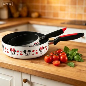 Ensemble de casseroles en métal antiadhésif à thème de personnages de dessins animés, 2 pièces, design Mickey & <span class=keywords><strong>Minnie</strong></span> avec couvercle en verre pour cuisinières à gaz et à induction - Product Image 2