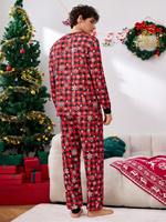2026 Weihnachten Herren Grinch-Print Langarm-Schlafanzug Lustige Pyjamas für Männer