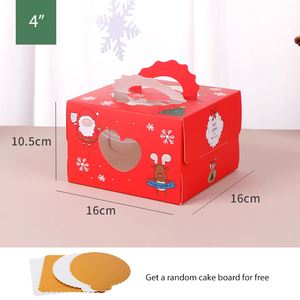 Giáng sinh 6/8/10 inch xách tay bánh bao bì hộp với cửa sổ trong suốt với xử lý - Product Image 4
