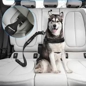 厂家批发廉价狗汽车安全带可调耐用反光尼龙约束安全宠物牵引绳