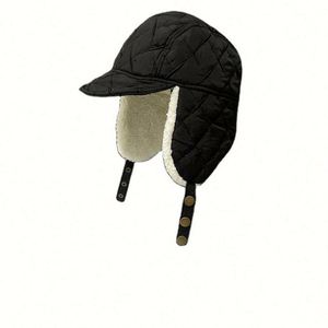 Fashion White Bomber <b>Hat</b> Women Winter Warm Cotton Cap Ear protection Flight Cap Winter <b>Hats</b> With Ear Protection - Product Image 4