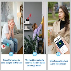 Angus wifi thông minh người cao tuổi Hệ thống cảnh báo nút hoảng loạn SOS gọi Báo động người cao niên 150 ft phạm vi nhà tuya ứng dụng máy nhắn tin khẩn cấp cá nhân - Product Image 4