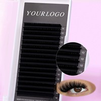 Extensions de cils en vison doux volume velours 0,15 mm faites à la main, logo personnalisé, noir mat, cachemire BC/DD/CD, plateau de cils moelleux