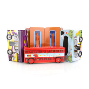 Dekorative, Maßgefertigte, Niedliche, Süße, Kleine, Schlichte, Rechteckige Blechdose mit Scharnier im Auto-Design als Spardose oder Keksverpackung für Kinder - Product Image 2