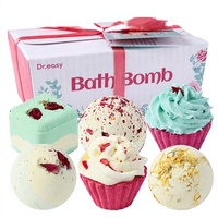 Kotak Hadiah Bom Mandi Alami Buatan Tangan, Aromaterapi Berbusa, Kue Berbentuk Fizz, Vegan, Set Spa Bunga Mawar Kering