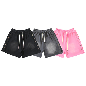 Shorts Hell Washed Star <span class=keywords><strong>nero</strong></span> Casual 100% cotone a metà vita con chiusura a coulisse con motivo in tinta unita lavorato a maglia per l'estate - Product Image 1