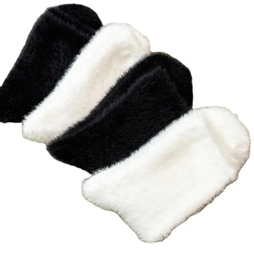 Yili thick Solid velvet japanese korean women socks winter crew sleep floor home women socks custom wool socks for women