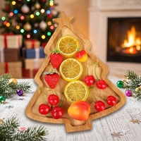 Kerstboomvormig dienblad van bamboe en hout, bamboe dinerbord voor kerstfeesten, fruit- en dessertbord voor thuisgebruik