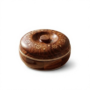 Handmade Wooden Stackable Roti & Chapati <b>Storage</b> <b>Container</b> with Flip Top Lid Customized <b>for</b> Indian <b>Kitchen</b> and Wedding - Product Image 6