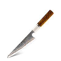 Grandsharp Japans Garasuki-mes, 55-laags koperen damaststaal, 6 inch Garasuki-messen, handvat van verhard hout + imitatie-ivoor