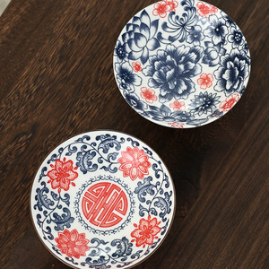 Assiette à fruits en porcelaine bleue et blanche, ronde, en céramique, pour servir des collations, pour la maison, les fêtes, style rétro luxueux - Product Image 3