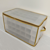 Boîte de rangement pliable multi-usages pour décorations de Noël, capacité de 112 ampoules, transparente, pliable, écologique, avec fermeture éclair, pour les fêtes
