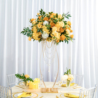 Centre de table de mariage, support à fleurs en métal doré, arrangement floral de mariage, décoration de table, décoration de fête à domicile