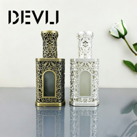 Botol Attar Arab Vintage Mewah Berhias Berlian Imitasi Kaca Buram Kosong untuk Minyak Oud Parfum Dubai Dekoratif Isi Ulang dengan Pompa 100pcs