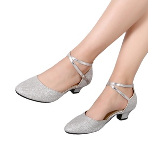 Shuo femmes 5.5cm et 3.5cm talon haut sandales de danse latine femme à la mode confortable brillant or argent violet <span class=keywords><strong>chaussures</strong></span> de danse - Product Image 1