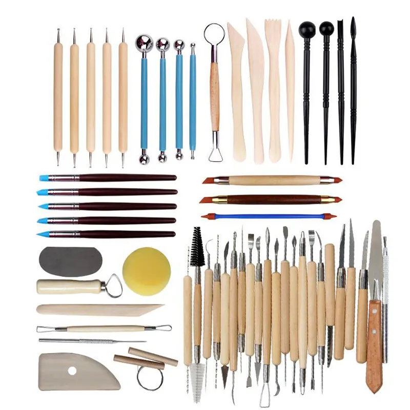 Xinbowen 56 Pcs Set Other Art Supplies Assorted Wood Stainless Steel Pottery Sculpture Clay Tools