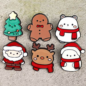 定制圣诞珐琅金属翻领别针个性化节日礼品套装创意工艺装饰制造商别针 - Product Image 5