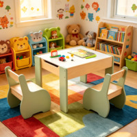 Ensemble de table et de chaises d'étude pour enfants en bois massif de luxe, sécurisé, pour la maternelle, la garderie, le salon et la maison