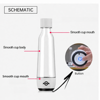 Botella Generadora de Agua Rica en Hidrógeno de 450 ml, Electrolisis SPE PEM, Ionizador Portátil Recargable por USB Tipo-C para Beber Diariamente