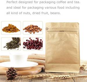 <span class=keywords><strong>Bolsas</strong></span> de Café de Papel Kraft con Cierre Ziplock y Válvula, de Fondo Plano, de Alta Calidad, al por Mayor, 500g 1kg - Product Image 4