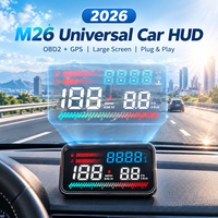 Projecteur HUD universel M26 2026 pour pare-brise de voiture, grand écran OBD2 GPS, Plug-and-Play, affichage de la vitesse, de l'heure et de la consommation de carburant