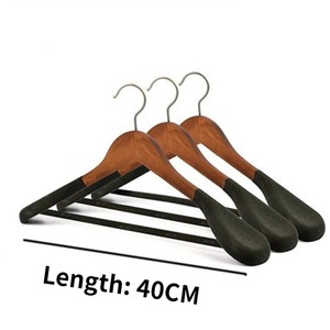 Wholesale Manufactory Hook Type Velvet Black <strong>Hanger</strong> Boutique Wooden <strong>Hangers</strong> With <strong>Clips</strong> - Product Image 6