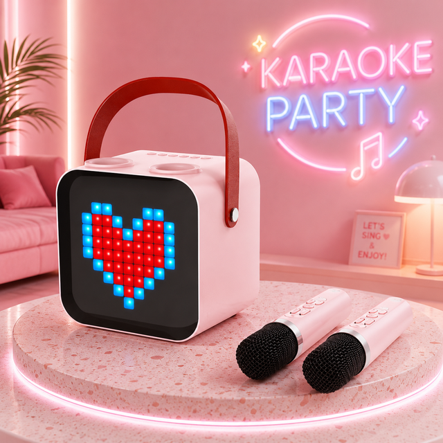 Karaoke Speaker with Blue Tooth 2x Wireless Microphones for Karaoke Karaoke Speaker with RGB Light Ing