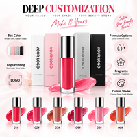 Gloss à lèvres rafraîchissant RTS 6ml avec applicateur en alliage de zinc, haute brillance, 6 teintes, faible MOQ 3 pièces, vente en gros, logo personnalisé