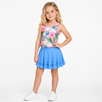 Jupe décontractée pour filles OEM, style skater, taille haute élastique, coupe évasée avec détails de découpe laser tendance pour activités de plein air