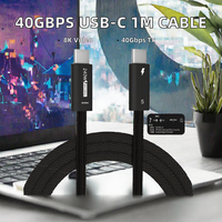 Câble USB-C Thunderbolt 3/4 en alliage d'aluminium 40 Gbit/s 1M 8K 240W à charge rapide pour iPhone 17/16/15 Pro Max MacBook iPad Hub de voiture et station d'accueil
