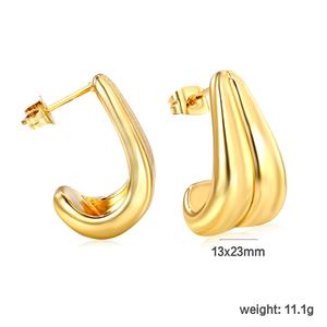<b>Fashion</b> Design 18k Gold Plated Double Wave CC <b>Hoop</b> <b>Earrings</b> Jewelry Chunky Stainless Steel Hypoallergenic <b>Earring</b> for Women - Product Image 2
