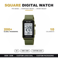 SKMEI 2647 Nouvelle Arrivée Montre Digitale à Cadran Carré Double Fuseau Horaire pour Hommes, Fonction Chrono et Compte à Rebours, Étanche 30M, Montre-Bracelet Sport Décontractée