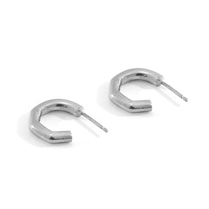 Gilbert Angled Circle Geometric <b>Silver</b> Earring <b>Studs</b> - Product Image 1