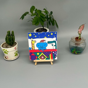 Kit de Pintura Creativa en Lienzo para Niños, 15*15cm, Mini Pre-Dibujado con Pincel, Múltiples Diseños, Material de Arte, Paquete de Suministros - Product Image 6