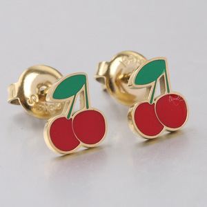 Pendientes con forma de corazón de cereza y fresa, joyería de moda para mujer de acero inoxidable - Product Image 2