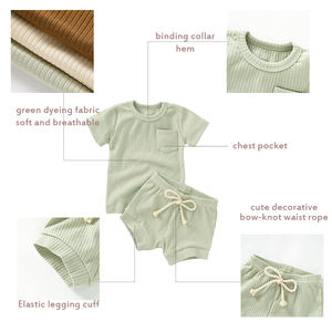 ملابس أطفال للجنسين رائجة البيع بالجملة، بيجامة صيفية للأولاد من القطن العضوي الناعم بأكمام قصيرة من قطعتين - Product Image 2