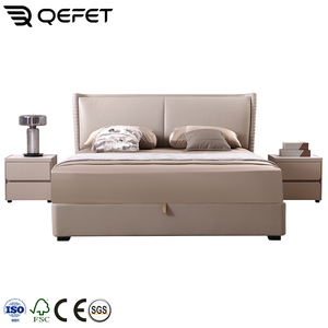 Giường ngủ cỡ <span class=keywords><strong>King</strong></span>/Queen hiện đại bằng da màu be, có ngăn chứa đồ bọc nệm nâng bằng khí nén, dành cho phòng ngủ chính tại nhà. - Product Image 2