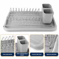 Égouttoir à vaisselle en acier inoxydable avec bac de récupération en PP, support de comptoir de cuisine pour assiettes et bols, organisateur de couverts OEM ODM