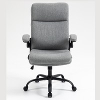 Chaise de bureau ergonomique en tissu gris, structure en bois, accoudoirs en nylon, hauteur réglable, pivotante, avec roulettes, design moderne et minimaliste
