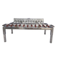 Gril Rôtissoire Brésilien Automatique d'Extérieur pour Kebab avec Brochettes Plates Barbecue en Acier Inoxydable, pour Camping