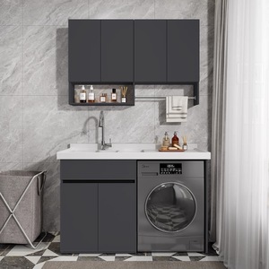 Ensemble de meubles de buanderie en aluminium personnalisable avec lavabo - Meuble utilitaire de balcon 120*63 en aluminium écologique et robuste - Product Image 3