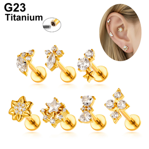 Maina Listo para Enviar Lotes de Pendientes Labret de Titanio F136 con Zirconia, Rosca Interna, para Cartílago y <span class=keywords><strong>Labio</strong></span>, Joyería al por Mayor - Product Image 1