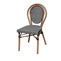 Chaise de café d'extérieur de qualité commerciale avec structure en aluminium et rotin PE, design bistrot français, légère et durable