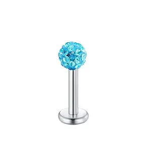 Vente en gros de piercing pour les lèvres en acier chirurgical bijoux de piercing labret fileté extérieurement avec boule Ferido bijoux