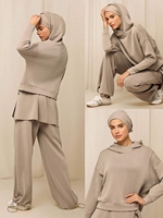 Ensemble 3 pièces de sport d'hiver personnalisé et modeste : Tunique Hijab, Pantalon Jogger, Séchage Rapide UPF30, Spandex/Coton, OEM ODM Vente en Gros