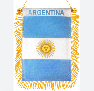 Drapeau suspendu de Cap-Vert, mini bannière de voiture pour la Coupe du Monde de football, à fixer sur le rétroviseur avec ventouse, à franges dorées, double face - Product Image 4